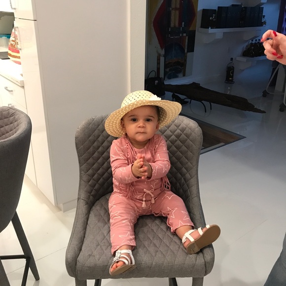 Pink jumpsuit with white star designs and fringe - Picture 5 of 8